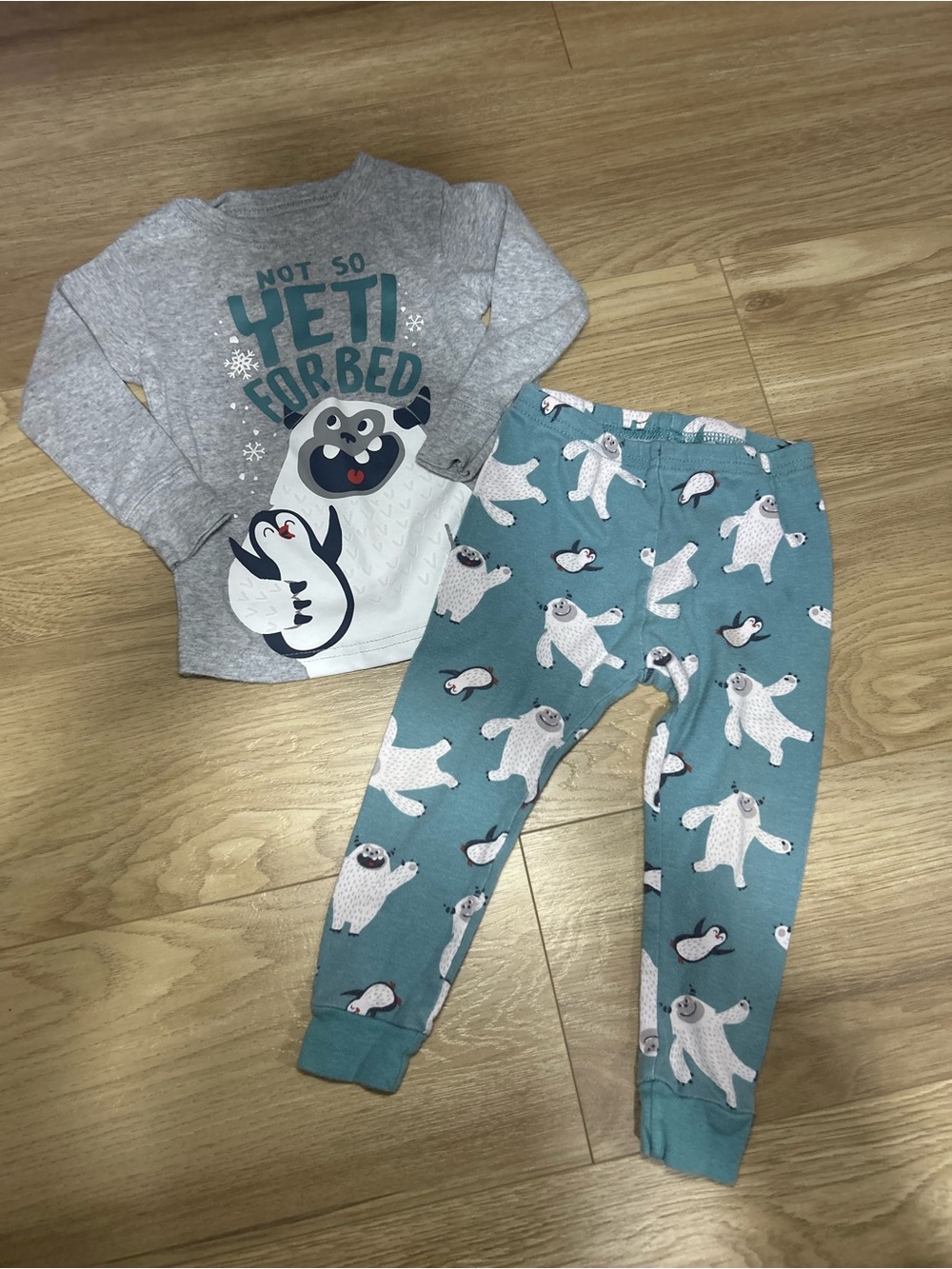 Carter's Gray Top and Teal Polar Bear Pajama Set